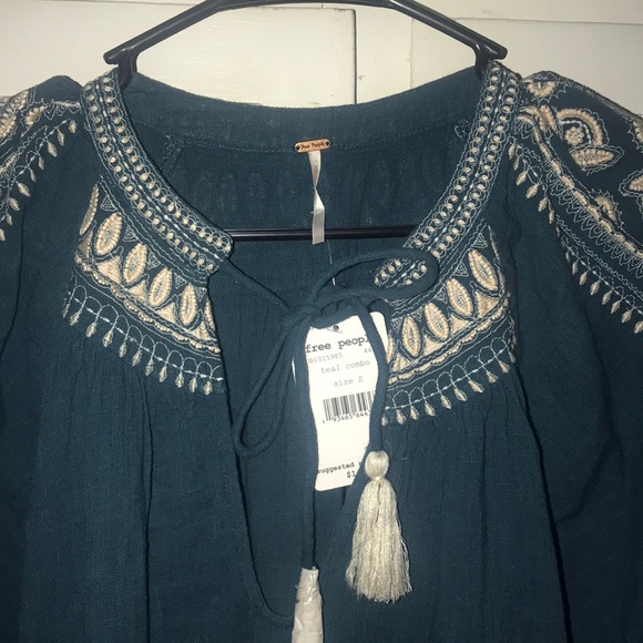 Free people Tunic teal/white Size S NWT. BIN F - Picture 7 of 15